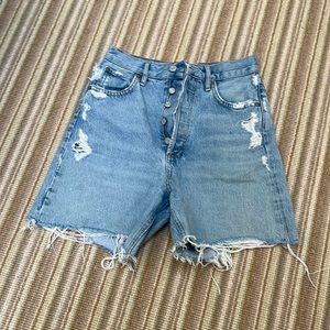 Agolde, light washed denim distressed shorts, size 24